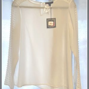SOLD Carrè noir S white sheer blouse